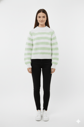 WOMENS GREEN STRIPED SWEATER - Smgarment's